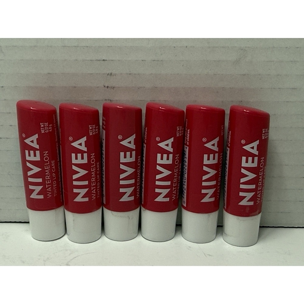 6 New Nivea Watermelon Lip Care Balm 0.17 oz
